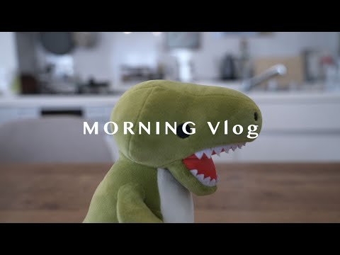 [Morning Vlog] 大阪旅行と、お土産と、新しいぬいぐるみ🦖  [ASMR] Rush Morning, Cozy Breakfast