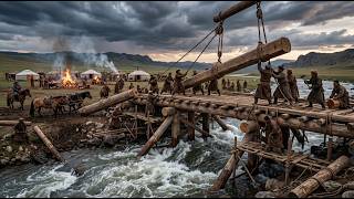 Mongolian Men Built A Giant Wooden Bridge Across The Wild River | Full Survival Movie