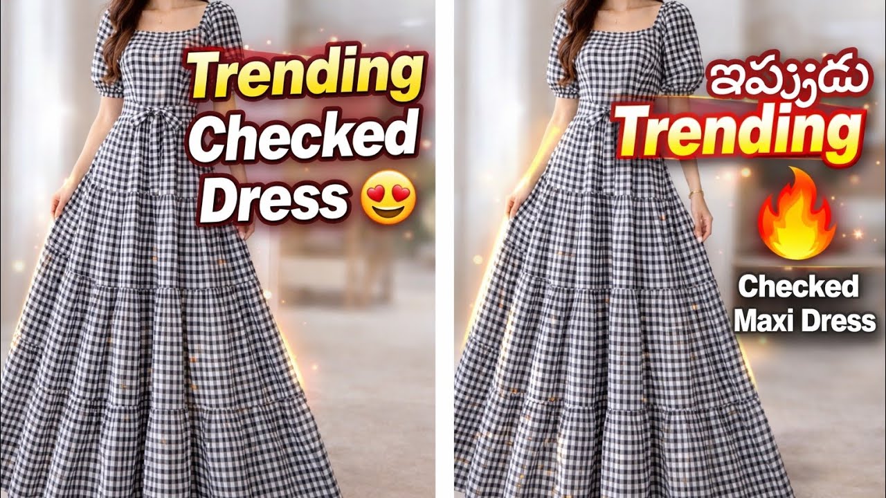 Latest summer checked maxi dresses🖤#fashion#video#latestdesigns#maxidress#diy#dress#koreandresses