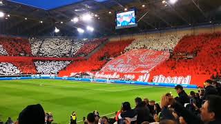 Freiburg fans tifo at home match against Juventus in Europa League