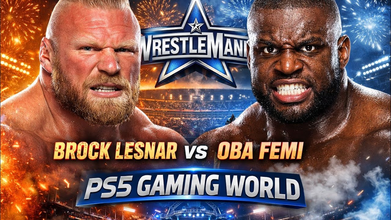BROCK LESNAR vs OBA FEMI – RING BROKEN😱Monster Clash at WrestleMania WWE2K25#wwe #viral #ps5 #trend