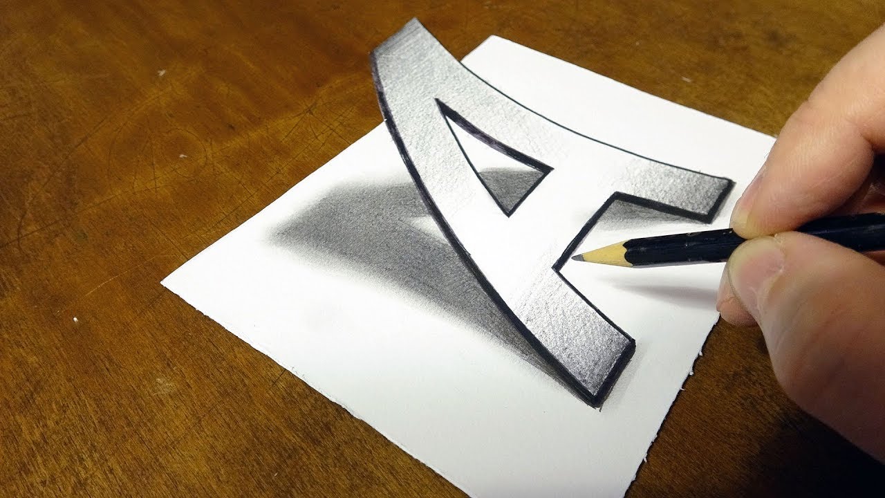 Very Easy Drawing 3D Letter A Trick Art on Paper with