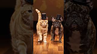 cat and dog dance 😂 #cat #dog #catanddog #catanddogfails #funnyshorts #humorvibes #cute #funny