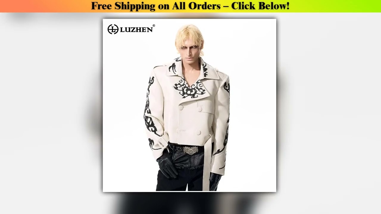 LUZHEN Personalized Sequin Patchwork Pattern Streetwear Men's Women Couples Motorcycles Jacket
