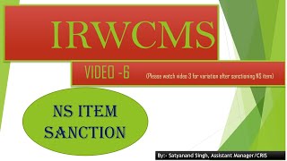(6) IRWCMS Video 6 NS Item Sanction screenshot 3