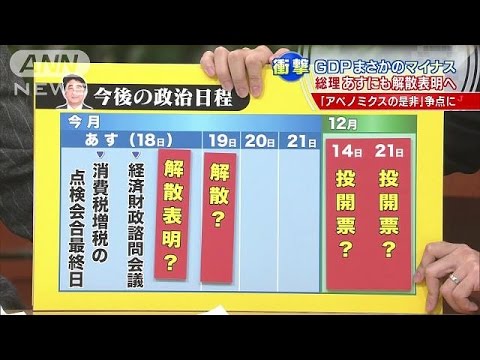 マイナス成長でどうなる？日本経済と選挙の争点は？(14/11/17)
