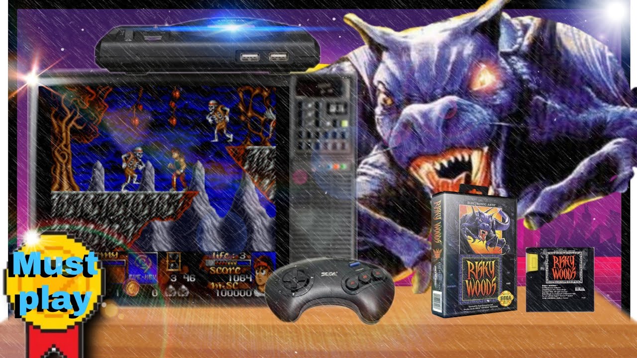 Generations Lost Megadrive Jeu Sega Megadrive/Genesis RISKY WOODS - Version PAL Complète (Cartouche + Boîte + Notice) Jeu Rétro PAL Boîte