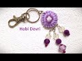 How to Make Easy Keychain with Woll and Beads, Diy Kinitting Keychain, Mor Boncuklu Örgü Anahtarlık