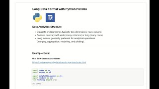 Long Data Format in Python Pandas