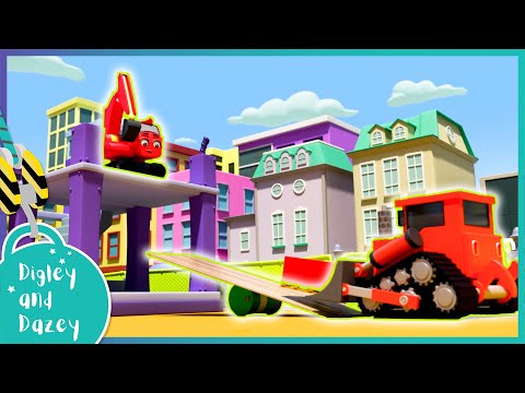 Don't Get Trapped In The Giant Wall ! 🚧 🚜 | Digley and Dazey | Kids Construction Truck Cartoons