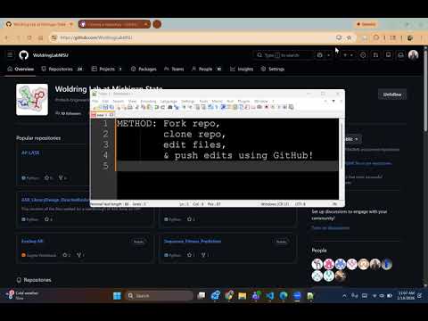 GitHub how to: fork repo, clone repo, edit files, push edits