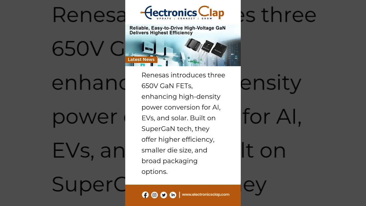 Renesas Unveils 650V GaN FETs for AI, EV, Solar | Higher Efficiency & Smaller Size 