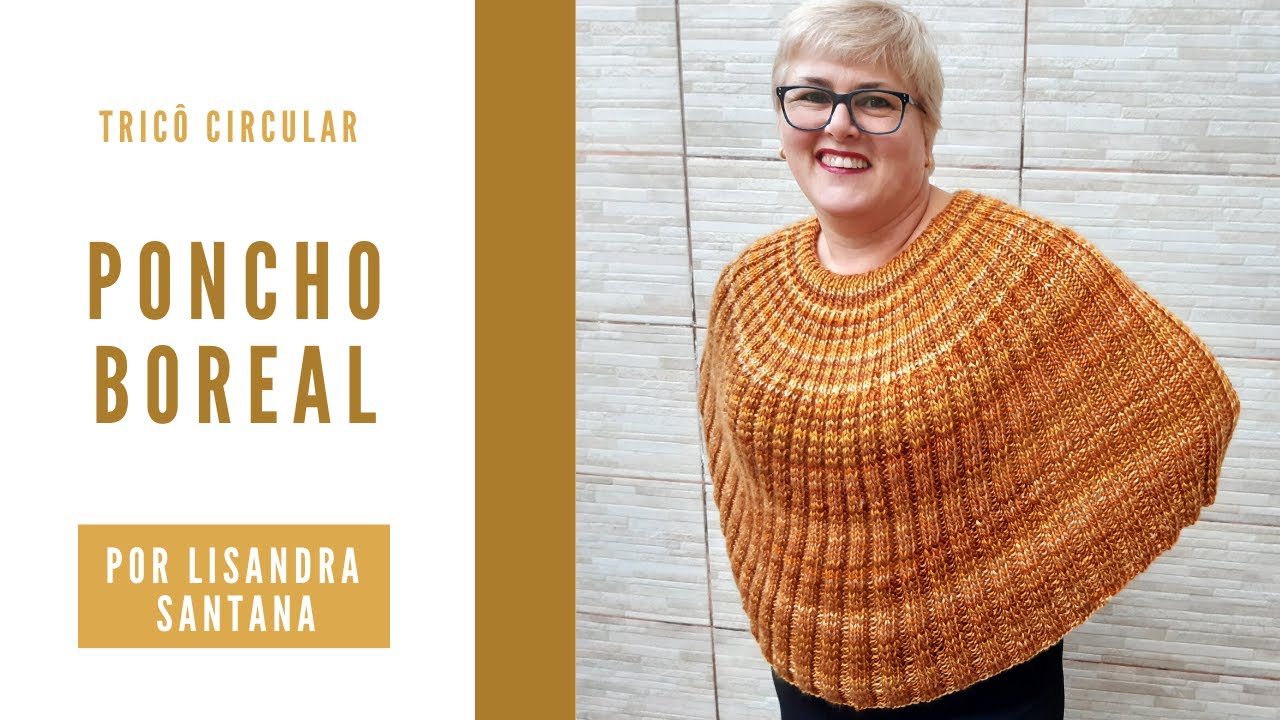 Poncho Boreal em agulha circular