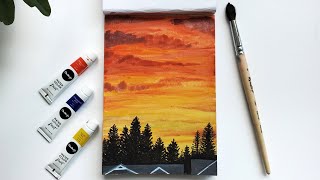 Sunset colors using Watercolor #youtubeshorts #sunset #watercolorpainting #easypainting #chalkola