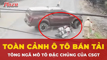 Nghẹt thở khoảnh khắc xe bán tải ép và tông ngã mô tô đặc chủng của CSGT ở Tây Ninh | Tin nhanh