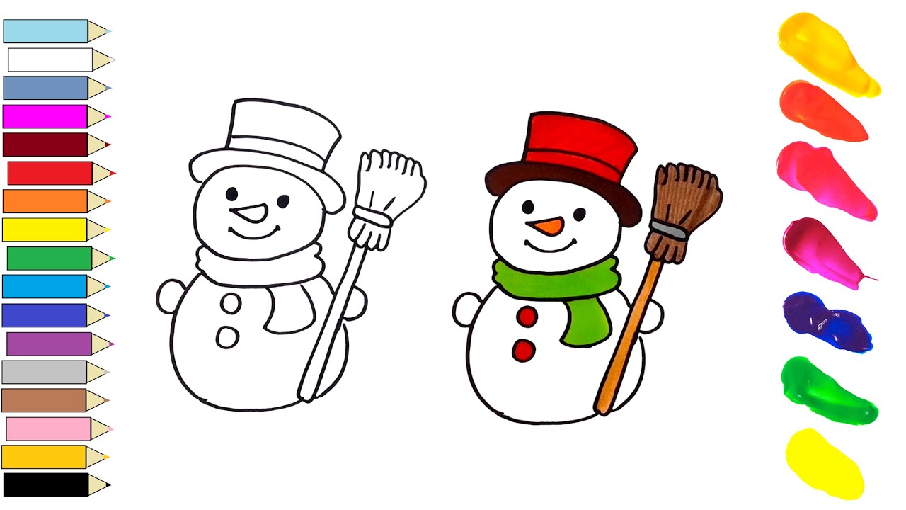 ☃️ Как нарисовать снеговика для детей | Простой пошаговый урок рисования на зимнюю тематику ❄️