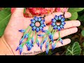 ARETES ESTILO HUICHOL CON FLEQUILLOS DE HOJAS  HECHOS CON CHAQUIRAS/MOSTACILLAS |FACILES DE REALIZAR