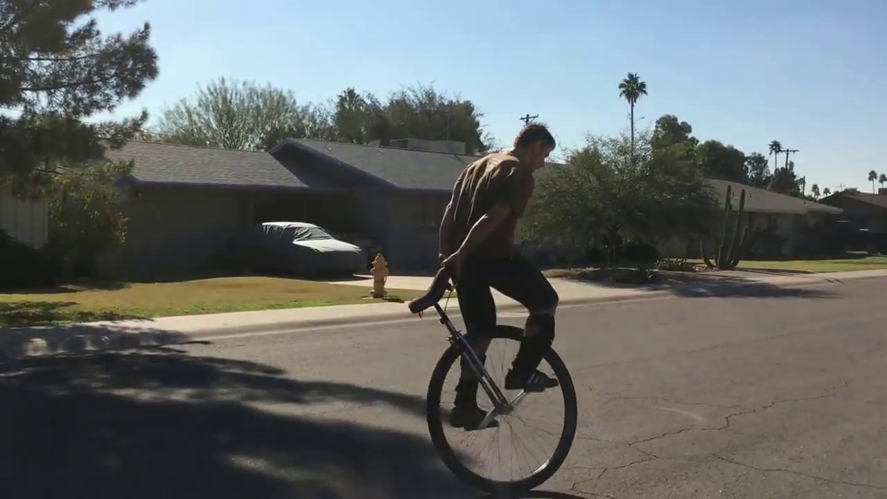 36 inch unicycle, little street practice