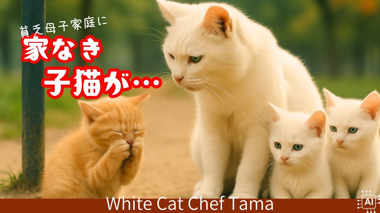 【タマのごはん処】空腹子猫！貧乏母子と家なき子の出会い！ママ猫の節約料理が子猫を救う？