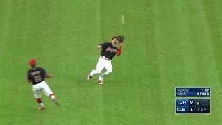 TOR@CLE: Zimmer makes a sliding grab to rob Goins