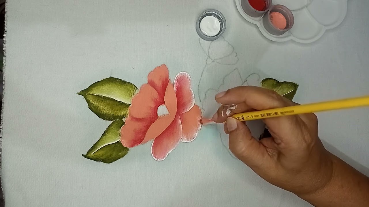 Como pintar papoulas em tecido. Renda extra. Pintura em tecido.