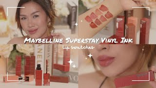 Maybelline Superstay Vinyl Ink Nude Shock collection lip swatches / swatch party!