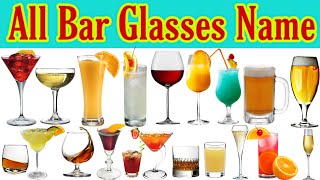 Types of Bar Glasses & Goblets with Name, Capacity & Use || Bar Cocktails Mocktails Drinking Glass