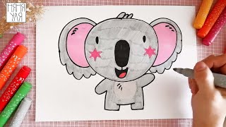 картинка: Как нарисовать КОАЛУ просто поэтапно для детей | Как нарисовать животных Австралии | Няня Уля