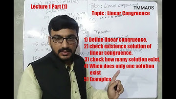 Concept of Linear Congruence  in Number Theory in Hindi / Urdu Part (1)
