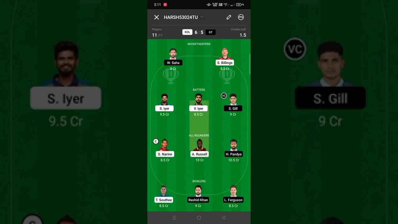 Rcb vs srh dream11 team srh vs rcb dream11  grand league team tataipl2022