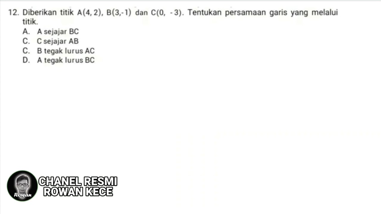 Contoh Soal Persamaan Garis Lurus 2 Youtube