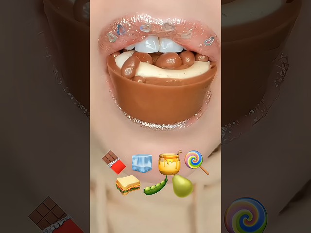 [ASMR] eating emoji 🍫🍭 credits:‎‎@SatisfyingLips || open req || #eatingsounds #asmremoji class=