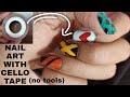 5 EASY NAIL ART DESIGNS USING CELLO TAPE - DIY IDEAS / no tools nail art at home for beginners 💅