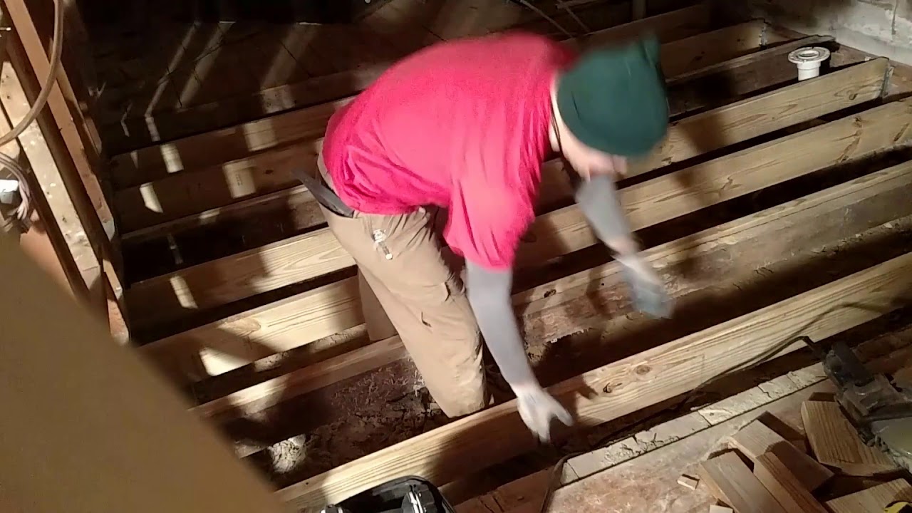 The bathroom Floor Joists  are in FINALLY YouTube