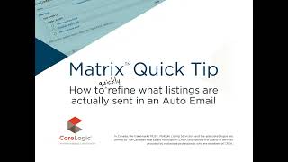 Matrix Refine Auto Email Listings