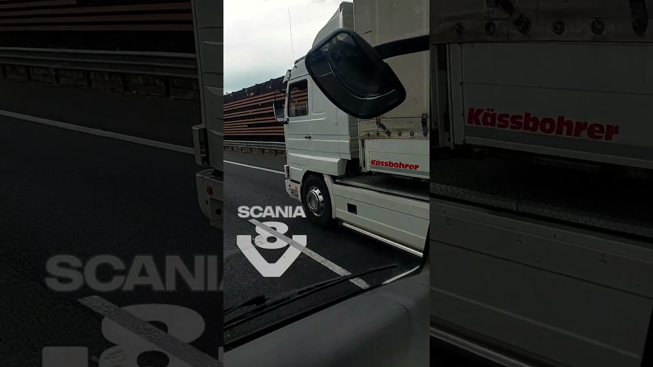 Послушайте звук старого Scania 143M 450 V8 с открытыми выхлопными трубами