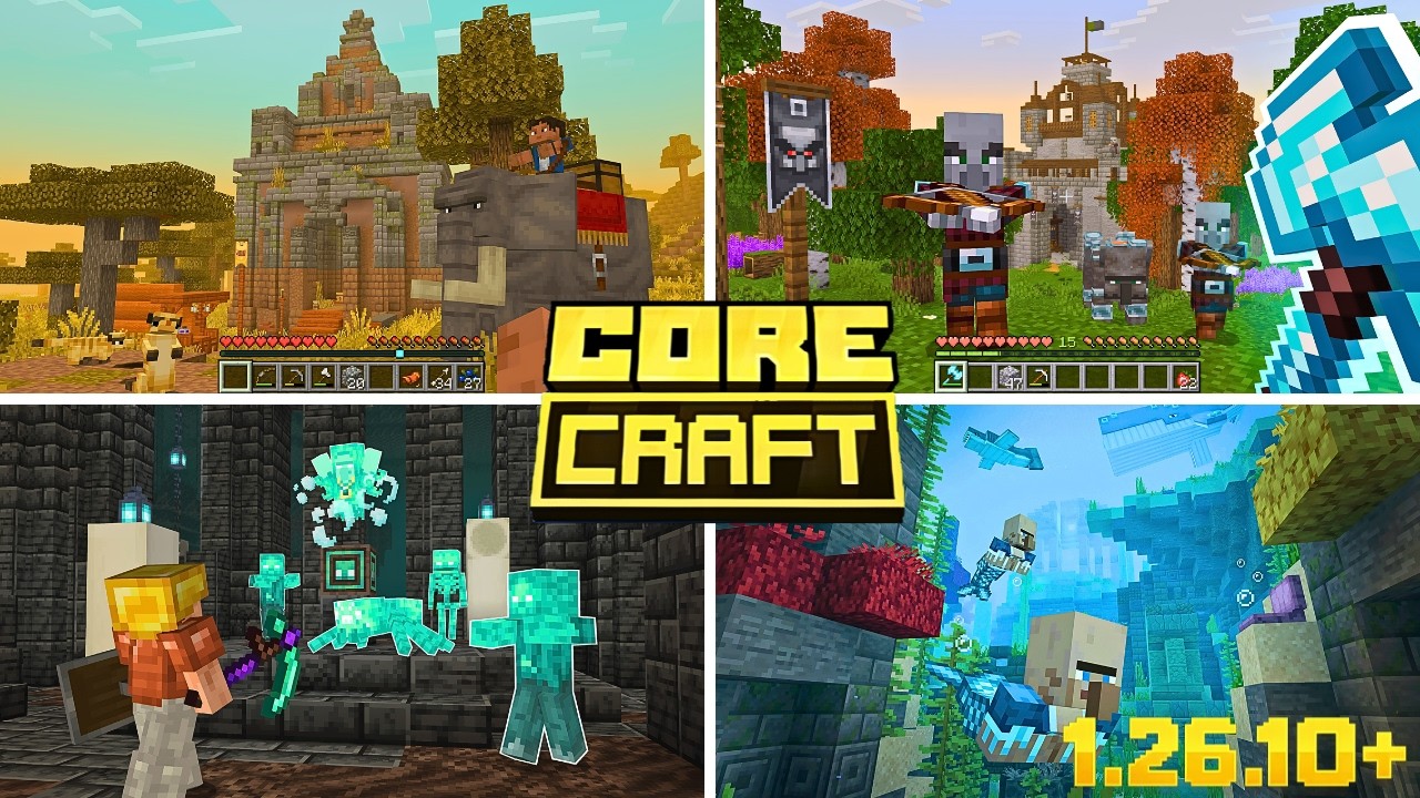 Core Craft Addon for Minecraft PE 1.26.10+ | New Mobs, Villages, Quests ...