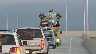 Of course New Orleans uses a Mardi Gras float to open a new section of road
