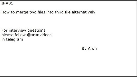 #java #javavideos #arunvideos IP#31How to merge two files into third file alternatively
