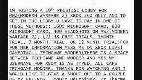 mw2 modded 10th prestige lobby