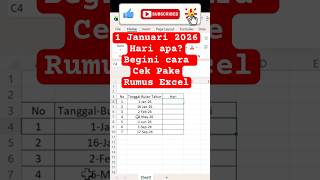 Cek Hari apa di tanggal tertentu #tipsexcel #excel #belajarexcel #exceltips #excelindonesia #shorts
