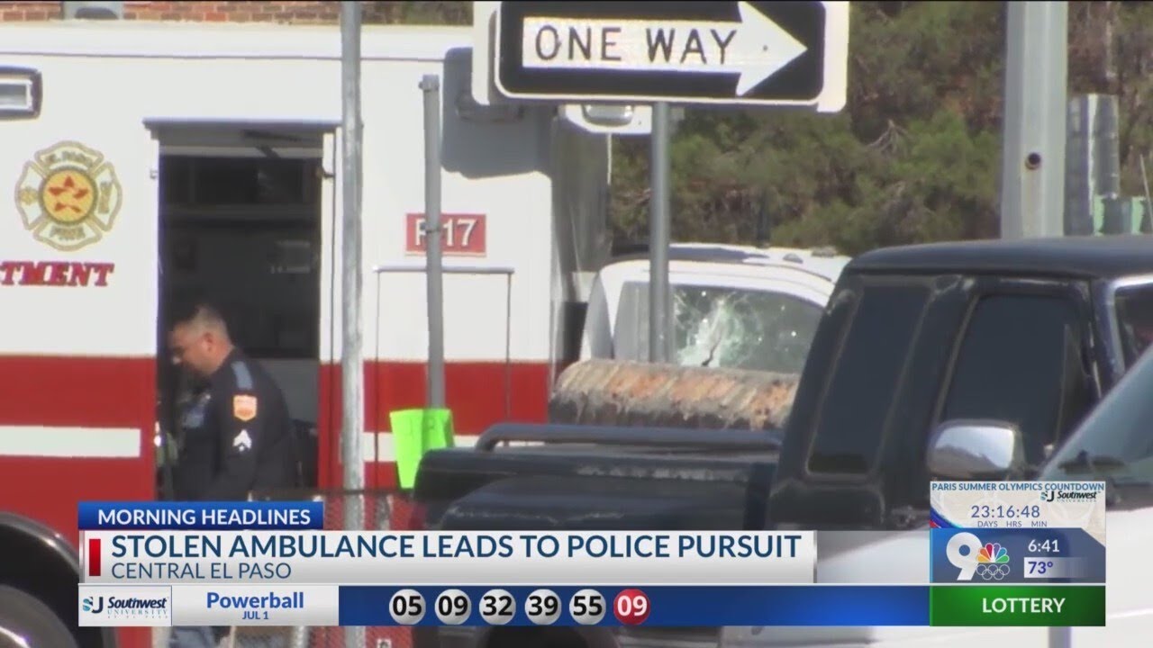 Stolen ambulance leads police pursuit in Central El Paso - YouTube