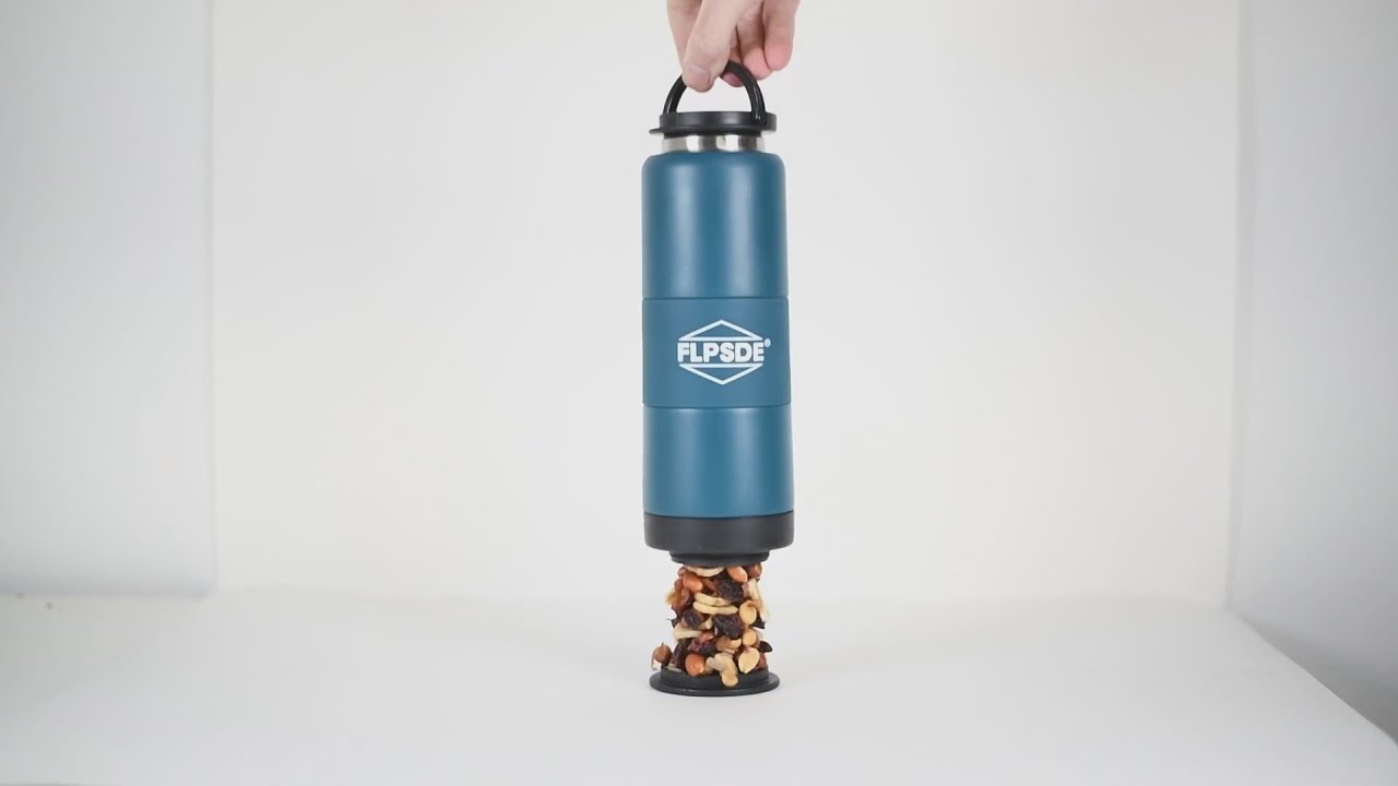 The Patented Water Bottle with Snack Storage by FLPSDE