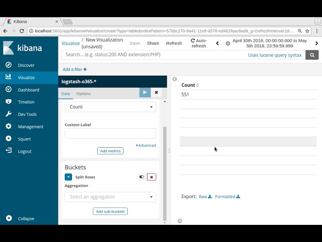 Kibana - How to Create a Data Table Using the Visualize Tab