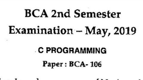 c programming BCA MDU question paper 2nd semester BCA-106 #mdu #bca #BCA 106 #cprogramming #c