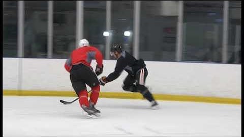 1v1 corner drive to net, fwd hands together protect puck
