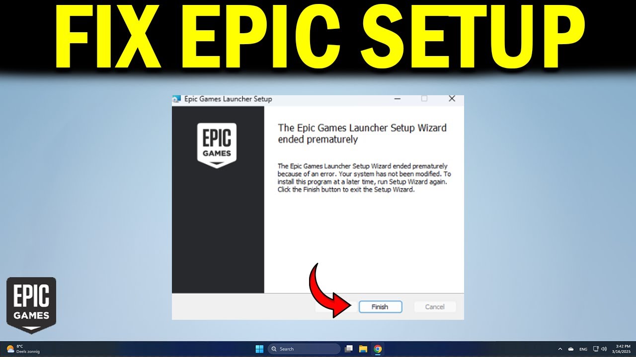 How To Fix Epic Games Launcher Setup Wizard Ended Prematurely - YouTube