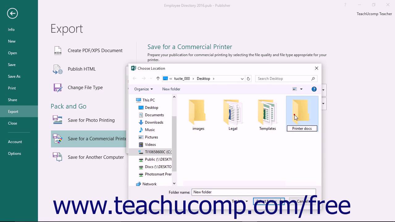 Publisher 2016 Tutorial Using the Pack and Go Feature Microsoft ...