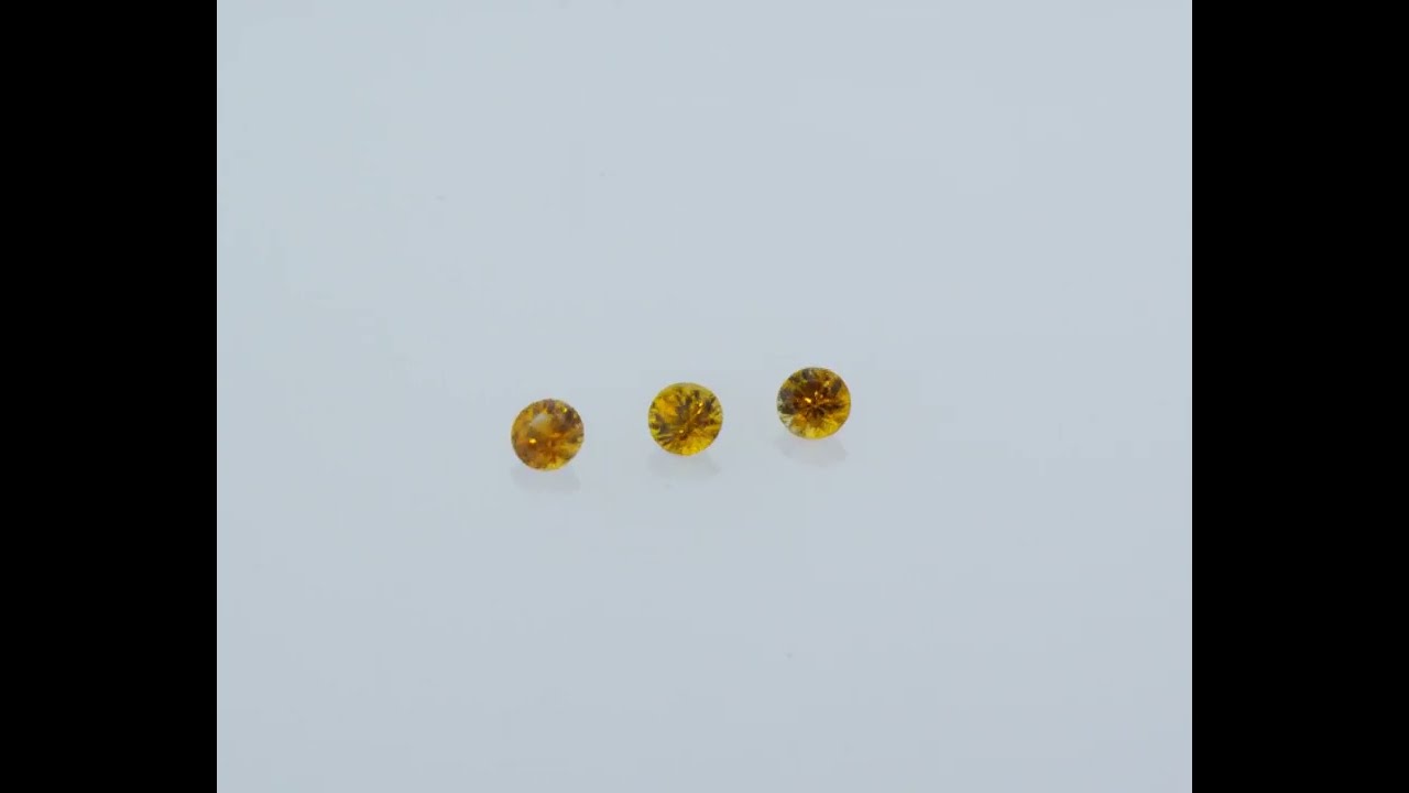 3.0mm Buttercup Yellow Round Brilliant 3 Stone Suite Montana Sapphires