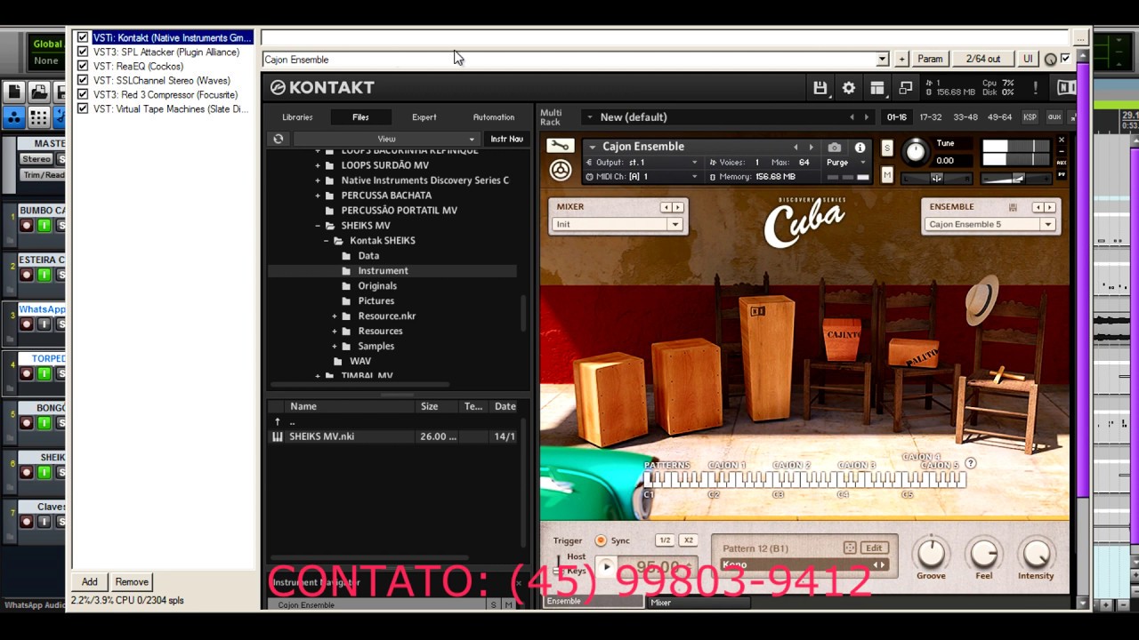 Gravações de CAJON, PERCUSSÃO, BATERIA e BAIXO VST Online YouTube